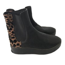 KELSI DAGGER Womens Boots Black Leopard FOREST Leather Pull-on Platform ... - £18.87 GBP