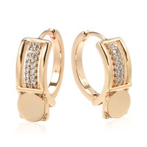 New Retro Glossy Hoop Earrings 585 Rose Gold Color Fashion Wedding Jewel... - £10.05 GBP