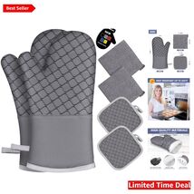 Stylish Kitchen Mitts &amp; Potholders Gift Set - 500°F Heat Protection, 6 P... - $32.62