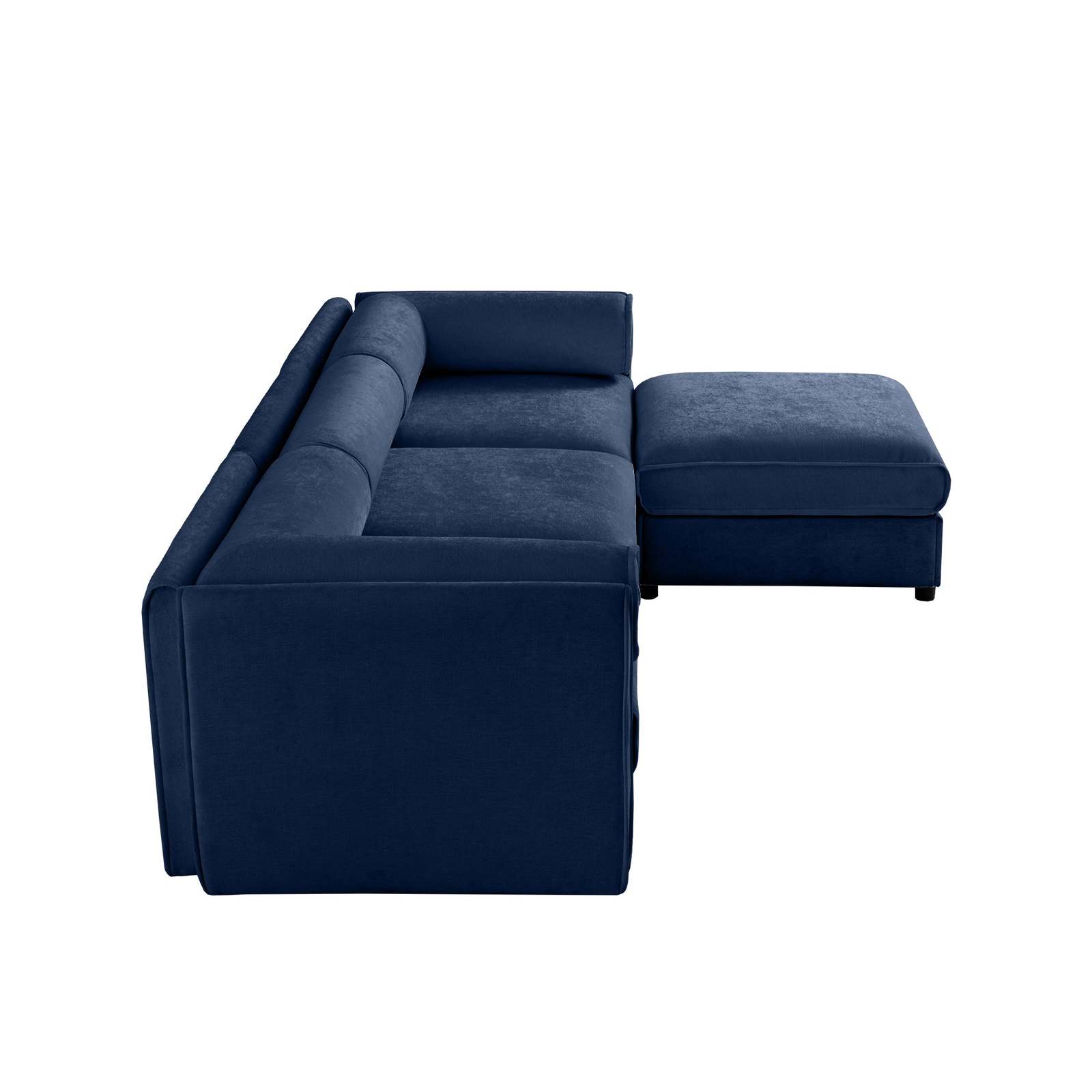 Elegant Blue Chenille L-Shaped Sofa with Storage Ottoman Item image 11