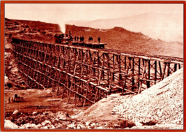 Postcard Utah Trestle Bridge Crew Union Pacific Promontory Mts. 6 x 4 Inches - £3.95 GBP