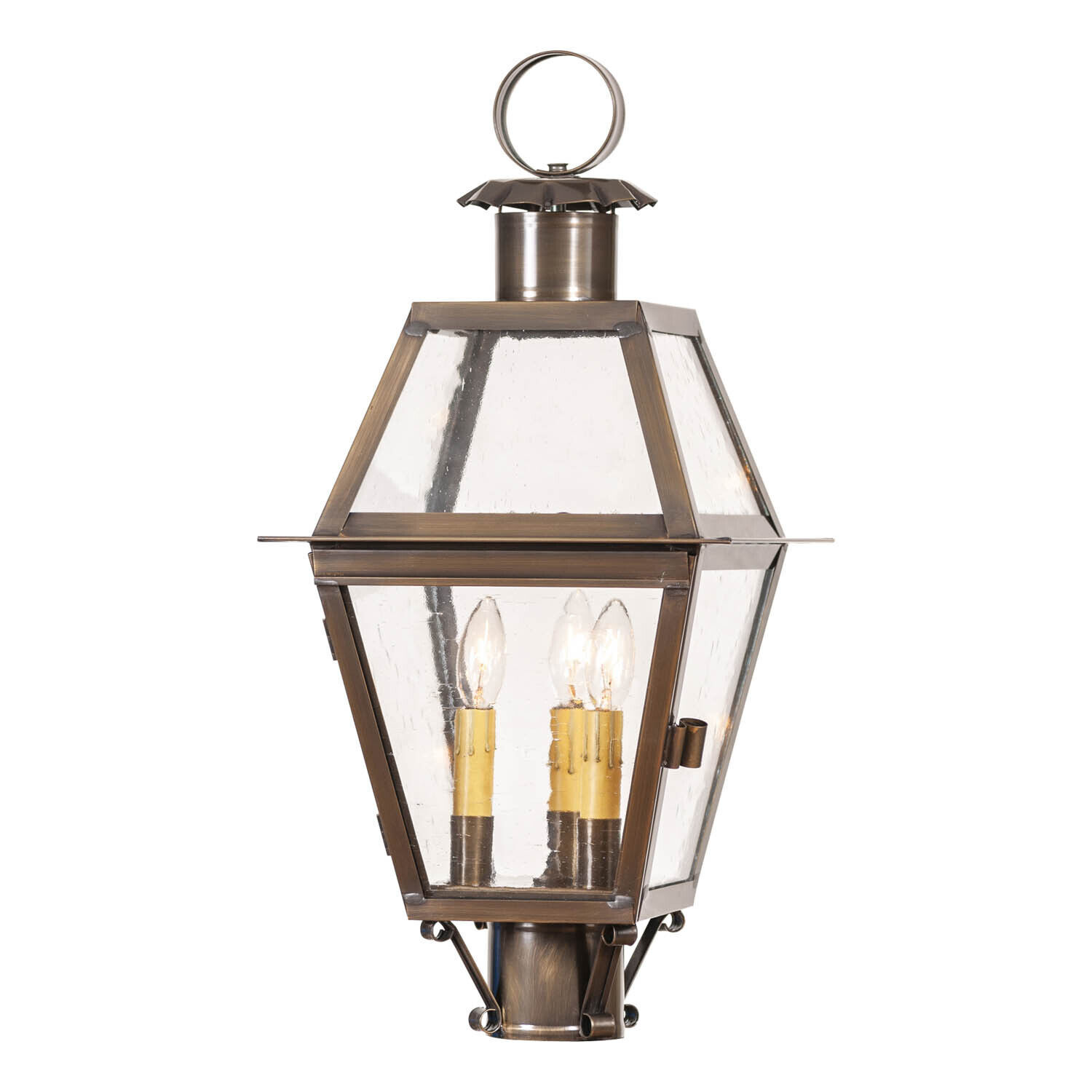 Town Crier Outdoor Post Light in Solid Weathered Brass - 3 Light - $599.95