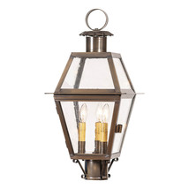 Town Crier Outdoor Post Light in Solid Weathered Brass - 3 Light - £458.20 GBP