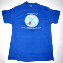 Vtg 90s Over What Hill? T-Shirt Adult M Blue Royal Sgl Stitch Novelty Gag Gift - £18.92 GBP