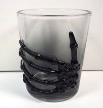 Halloween round shot glass Black 3D skeleton hand 3 oz NEW - £6.03 GBP