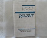 1985 Plymouth Reliant Owners Manual [Paperback] Plymouth - £39.06 GBP