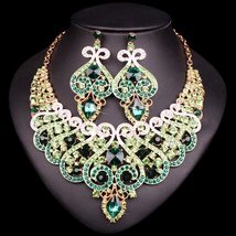 Baroque Bridal Jewelry Set for Wedding Crystal Statement Necklace Earring Indian - £55.74 GBP