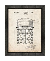 Elevated Water Tank Patent Print Old Look with Beveled Wood Frame - £19.89 GBP+