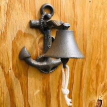 Nautical Ship Cast Iron Anchor Ringing Bell Wall or Post Mounted Seaman Dinner - £23.17 GBP