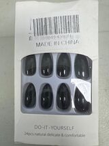RIICFDD Black Press On Nails Almond Medium Acrylic Full Cover 24Pcs - $178.41 MXN