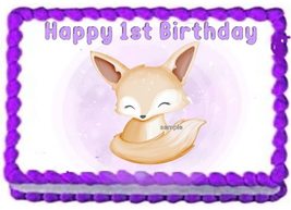 Baby Fox Image Edible Cake Topper Frosting Sheet Baby Shower or 1st Birthday - £12.36 GBP