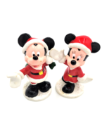 Vintage Disney Santa Claus Mickey &amp; Minnie Mouse PVC Figures Christmas H... - $19.99