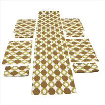 Saro Table Runner Place mat Napkins Set 9 Pieces Ikat Collection Chartreuse - £15.20 GBP