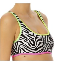 Bikini swimsuit top M 7-9 zebra neon Juniors bathing suit women&#39;s New - £7.12 GBP