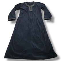 Vintage Jones New York Night Gown Size Large Black Velvet Robe Sleepwear 3/4 Zip - £35.56 GBP