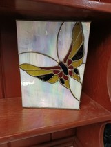 Vintage Stained Glass Butterfly 10 x 7 x 3 Centerpiece Box - £39.56 GBP