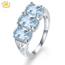 Hutang 3.5ct Natural Gemstone Women&#39;s Ring Blue Topaz Solid 925 Sterling Silver  - £40.30 GBP
