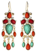 Amrita Singh Turquoise Coral Resin Crystal Hamptons Earrings ERC 5148 NWT  - £13.80 GBP
