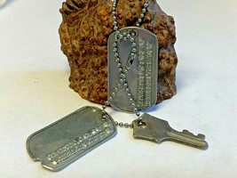 WW2 Catholic Military Dog Tags &amp; Locker Key Soldier Gear &#39;Robert A Johns... - £63.35 GBP