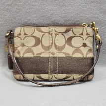 Coach Signature Canvas Wristlet Wallet Coin Purse Classic C Stripe Logo ... - $297.86 MXN