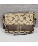 Coach Signature Canvas Wristlet Wallet Coin Purse Classic C Stripe Logo ... - $292.31 MXN