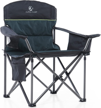 Oversized Camping Folding Chair Heavy Duty Lawn Chair with Cooler Ba - £113.76 GBP