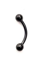 Titanium Curved Eyebrow Penis Dydoe Clitoris 8mm Bar 18g (1mm) 3mm Balls Black - £5.90 GBP