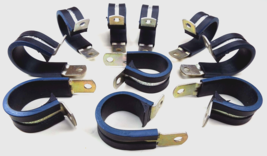 X10 Loop 7/8&quot; Cushioned Cable Wire Tube Clamp Neoprene Aluminum Umpco Black Blue - £7.16 GBP