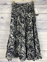 Jane Ashley Midi Skirt Women PM Floral Flare Flowy Lined Pull On Boho Co... - $22.50