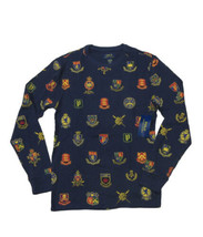 Polo Ralph Lauren Men&#39;s Navy Herald Crest All Over Waffle Knit Thermal TShirt L - £31.26 GBP