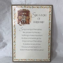 Vintage 1970&#39;s Holly Hobbie Wood Wall Art Plaque Sing A Song Of Friendship - £6.39 GBP