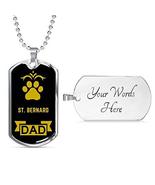 Dog Lover Gift St. Bernard Dad Dog Necklace Engraved Stainless Steel Dog... - £40.41 GBP