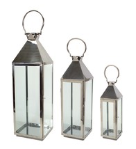 Lantern (Set of 3) 19.5&quot;, 26&quot;, 34&quot;H Stainless Steel/Glass - £133.40 GBP