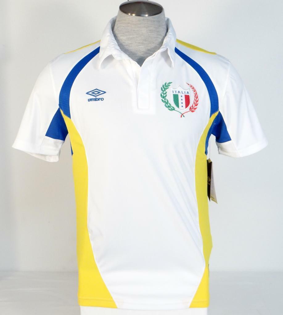 Umbro Moisture Wicking White Italia Short Sleeve Polo Shirt Mens NWT - $49.99