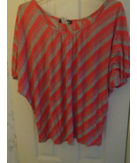 CAROL ROSE PINK &amp; GRAY DOLMAN LIKE DESIGN STYLE STRIPED TOP - NEW SIZE X... - $9.95