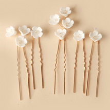 Bridal Ceramic Flower Hairpins 5pcs,Wedding Crystal Jewelry,Bridesmaid Hair Pins - £10.21 GBP+