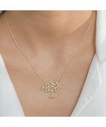 Diamond Tree Of Life Necklace 14K Solid Gold Minimalist Necklace. - £727.82 GBP