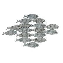 30 Inch Blue and White Metal School of Fish Coastal Wall Hanging Home Décor - £42.88 GBP