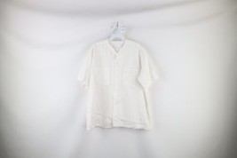 Vintage 50s Streetwear Mens XL Distressed Brocade Banded Collar Button Shirt USA - £54.47 GBP