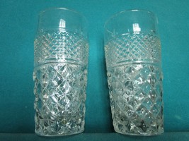 ICE TEA 2 GLASSES TUMBLERS PRESSED DEPRESSION 6&quot; [GL12] - $24.75