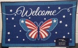 PRINTED NYLON KITCHEN RUG (nonskid)(17&quot;x28&quot;) PATRIOTIC USA BUTTERFLY, WE... - £14.78 GBP