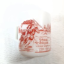 Vintage Daniel Boone Indian Fighter Milk Glass Mug cup Hazel Atlas? kids child - £43.37 GBP