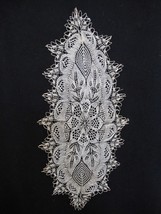 Antique Hand Knitted Oval Lace Doily Ultra Fine Thread Ivory Crochet Openwork - £21.88 GBP