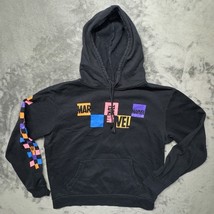 Marvel Sweater Mens Medium Black Classic Logo Hooded Hoodie Outside Pull... - $31.99
