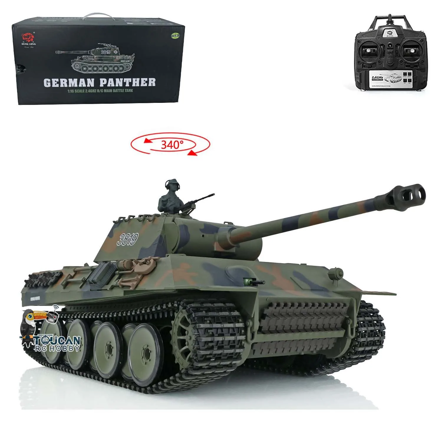 Heng Long 1/16 7.0 Plastic Ver German Panther V RTR Army RC Tank 3819 Ready to - £249.79 GBP