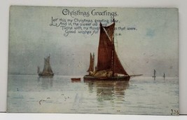 Nautical Christmas Greetings Sailing Harbor A/S Poem Faulkner &amp; Co Postcard F19 - £7.82 GBP