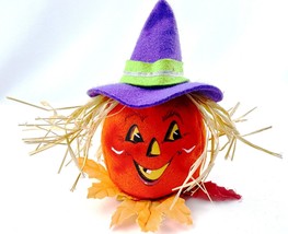 Annalee 2009 Jack O&#39; Lantern Pumpkin w/ Purple Witch Hat 7&quot; tall  - Mint... - £17.73 GBP