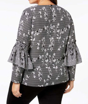 NY Collection Womens Plus Floral Ruffled Blouse Size 3X Color Black/White - £40.38 GBP