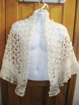 Vintage Hand Crochet Bella shawl/wrap. White 26L x 60W. Perfect for wedding - £13.43 GBP