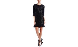 New Womens 0 2 NWT $449 Sequin Silk Dress Black L&#39;AGENCE Sleeves Chevron Zig Zag - £351.58 GBP